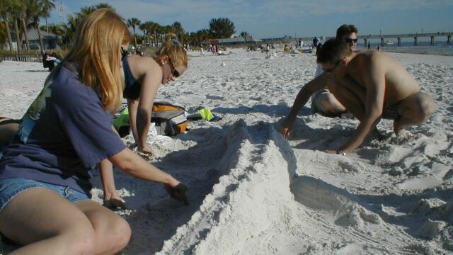 Making sand sculptures